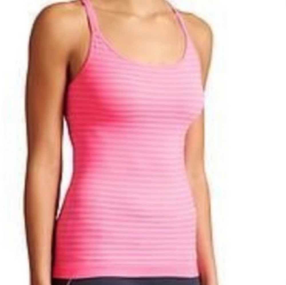 Athleta Striped Tank Top Pink Small